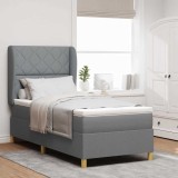 VidaXL Pat box spring cu saltea, gri deschis, 100x200 cm, textil