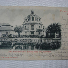 Carte postala Spitalul și farmacia castelului Waldstein'sches, Duchcov, Cehia