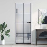 vidaXL Ușă de interior negru 76x201,5 cm sticlă securiz./aluminiu slim 155124