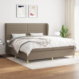 Cumpara ieftin Pat box spring cu saltea, gri taupe, 200x200 cm, textil