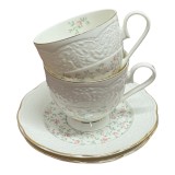 Serviciu Portelan Vintage Elegance, 2 Cesti si farfurii, FLOWERS