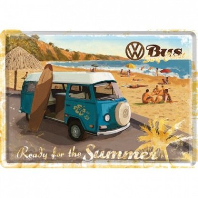 Placa metalica - Volkswagen - Ready for the summer - 10x14 cm foto