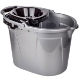 Găleată Mop cu Storcător și Roti, Capacitate 14L, Gri Argintiu, Plastic