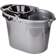 Găleată Mop cu Storcător și Roti, Capacitate 14L, Gri Argintiu, Plastic