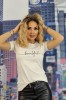 U833-221 Tricou casual cu imprimeu text &quot;beautiful&quot;, L/XL, M, M/L, S/M
