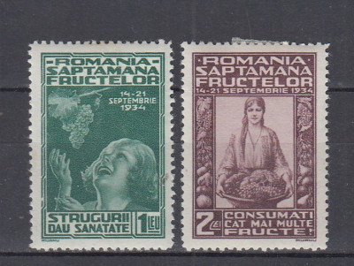 ROMANIA 1934 LP 109 SAPTAMANA FRUCTELOR SERIE SARNIERA foto