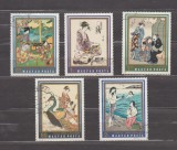 A12 S4 4 - Timbre foarte vechi - Ungaria - arta - pictura japoneza, Stampilat