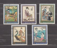 A12 S4 4 - Timbre foarte vechi - Ungaria - arta - pictura japoneza