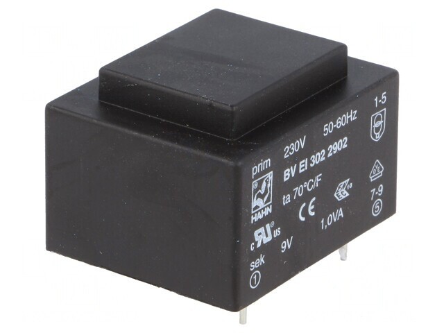 Transformator &icirc;ncapsulat 1VA 230V 9V PCB