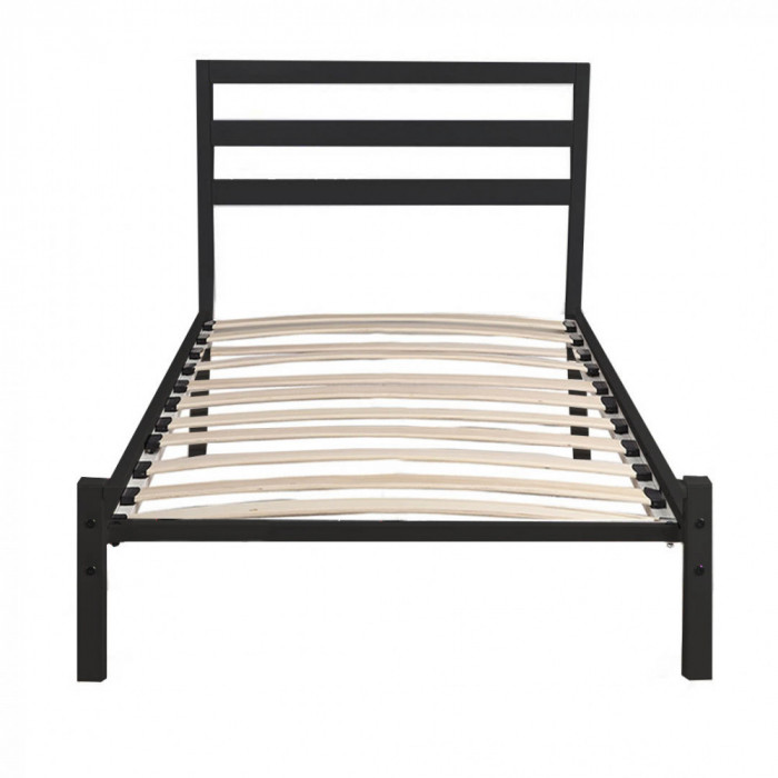 Cadru pat metalic Bella cu grilaj cadou, in mai multe dimensiuni si culori-160x200 cm-negru