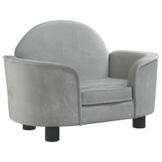 Pat de caini, gri deschis, 66x40x45 cm, catifea foto