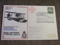 30 ani Coastal Command Air Sea Rescue - Plic filatelic Anglia ,temă Aviatică foto