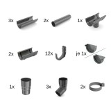 Set jgheab 6m grafit Sistem 100