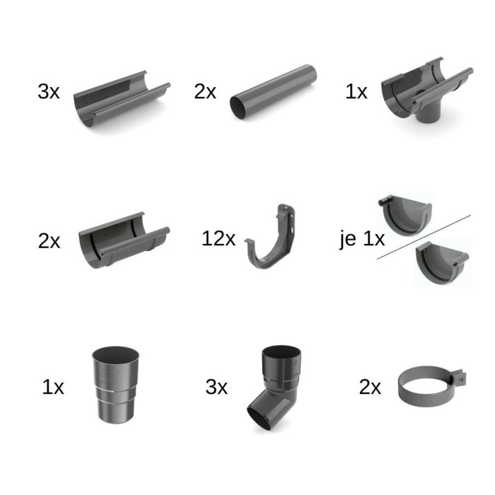 Set jgheab 6m grafit Sistem 100