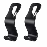 Cumpara ieftin Set 2 suporturi carlig pentru tetiera auto, negru, 12.7 x 6.8 cm, organizatoare pentru pungi, genti si accesorii, fixare universala