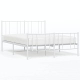 Cumpara ieftin Cadru de pat metalic cu tablie, alb, 150x200 cm