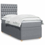 Gossi pat continental cu saltea, gri deschis, 80x200 cm, textil