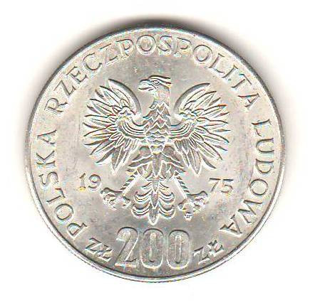 SV * Polonia 200 ZLOTI 1975 * ARGINT * - AUNC