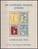 Peru 1957 - Jocurile Olimpice, sport, supratipar, bloc neuzat