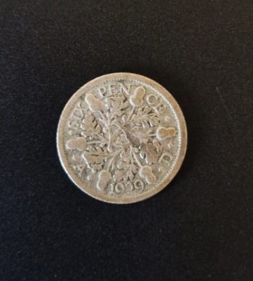 Marea Britanie UK 6 Pence 1929 moneda din argint km # 832 foto