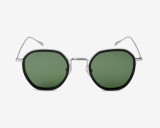 Ochelari de soare Waykins Rama argintie Lentile verzi polarizate, Rotunzi, Unisex, Protectie UV 100%