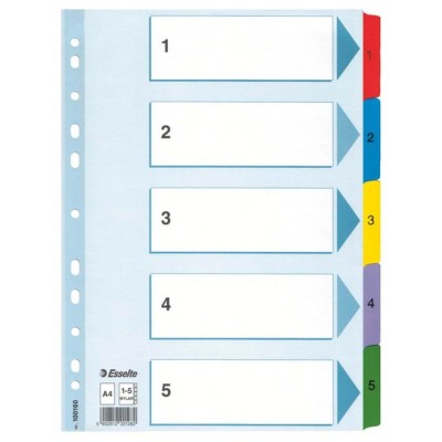 Index A4 Esselte Mylar, Carton, cu 5 Separatoare, Index cu Separatoare Colorate, Index cu 5 Separatoare Colorate, Index de Carton cu Separatoare, Inde foto
