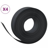 Borduri de gradina, 4 buc, negru, 10 m 15 cm, polietilena