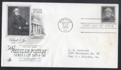 United States 1955 Definitives Robert E Lee FDC K.535 foto