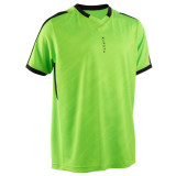 Tricou Fotbal F520 Verde Fluorescent Copii, Kipsta