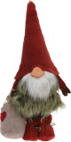 Decoratiune Gnome w red hat, 23x13x46 cm, plus, rosu, Excellent Houseware