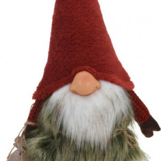 Decoratiune Gnome w red hat, 23x13x46 cm, plus, rosu