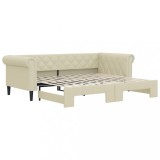Cumpara ieftin Pat de zi cu extensie, crem, 90x200 cm, piele ecologica