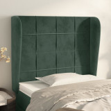 VidaXL Tăblie pat cu aripioare verde &icirc;nchis 103x23x118/128 cm catifea