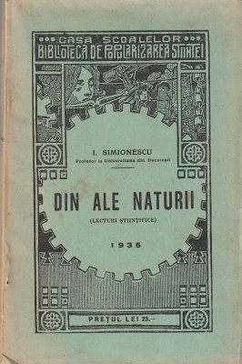 I. SIMIONESCU - DIN ALE NATURII ( 1935 ) foto