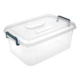 Cutie de Depozitare Transparentă 9L cu Capac și Manere Albastre, CMCLASS