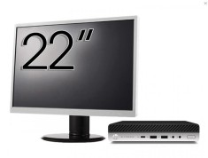 Pachet Calculator Refurbished HP EliteDesk 800 G3 Mini PC, Intel Core i7-7700T 2.90 - 3.80GHz, 8GB DDR4, 256GB SSD, Wi-Fi + Monitor 22 Inch + Windows