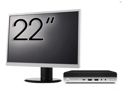 Pachet Calculator Refurbished HP EliteDesk 800 G3 Mini PC, Intel Core i7-7700T 2.90 - 3.80GHz, 8GB DDR4, 256GB SSD, Wi-Fi + Monitor 22 Inch + Windows foto