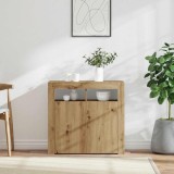 VidaXL Dulap cu lumini LED stejar artizanal 80x35x75 cm lemn prelucrat