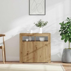 vidaXL Dulap cu lumini LED stejar artizanal 80x35x75 cm lemn prelucrat