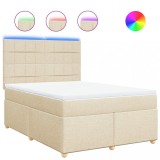 Cumpara ieftin Pat box spring cu saltea, crem, 140x200 cm, textil