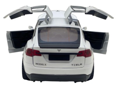 Macheta metal Tesla X alba, sunet, lumini, deschide usile 1:32 foto