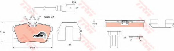 Set placute frana,frana disc VW TRANSPORTER IV bus (70XB, 70XC, 7DB, 7DW, 7DK) (1990 - 2003) TRW GDB1369