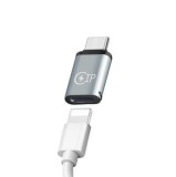 Adaptor conversie Lightning la USB Type-C, Salestore.ro&reg; 2.7 cm, compatibil cu Apple, Samsung, Huawei, Xiaomi, Carcasa din Aluminiu, Gri