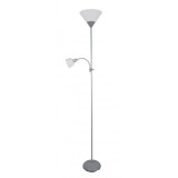 Lampa de podea Platinet PFLF066GR, E27 si E14,180cm, metal si plastic, gri cu alb