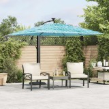 Umbrela Gradina vidaXL Albastra 246x246x230cm, Protectie UV, Mecanism Manivela, Stalp Otel