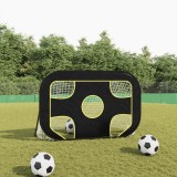 Plasa Poartă Fotbal cu Țintă vidaXL 120x80x80cm, Poliester, Negru/Galben, Portabilă