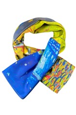 Esarfa patrata NSR dama, albastru cosmic/galben, 70x70 cm
