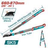 Foarfeca telescopica pentru crengi TOTAL, 660-870 mm, lama SK5