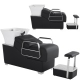 Spălătorie pentru frizerie Calypso, cu chiuvetă ceramică mobilă, robinet și duză.