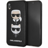 Husa Plastic - Piele Karl Lagerfeld Karl &amp; Choupette pentru Apple iPhone XR, Neagra KLHCI61KICKC